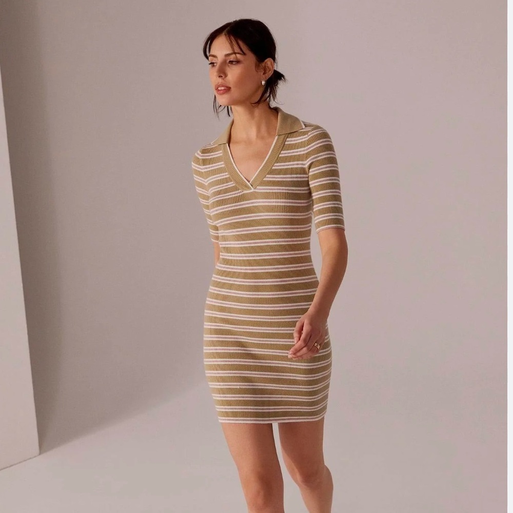 Favorite Daughter Stripe Polo Dress In Green Multi large